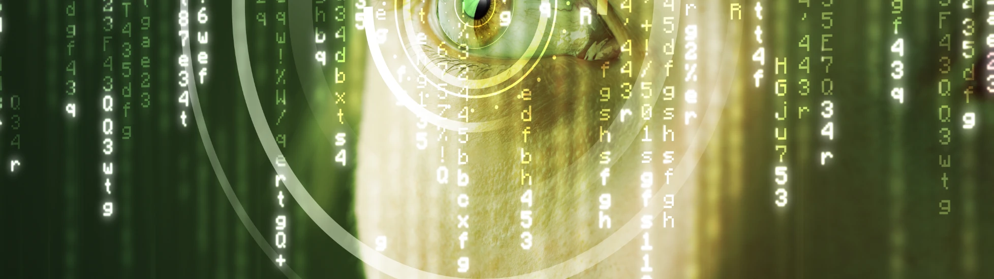 Modern cyber woman with matrix eye