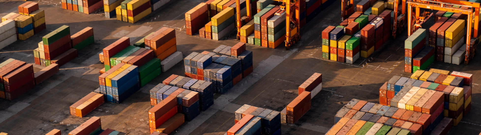 Aerial view of shipping containers in docks